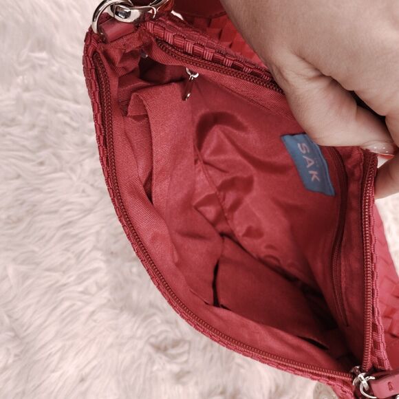 The Sak Small Pink Woven Silver Zipper & Charm Shoulder bag - Picture 7 of 13